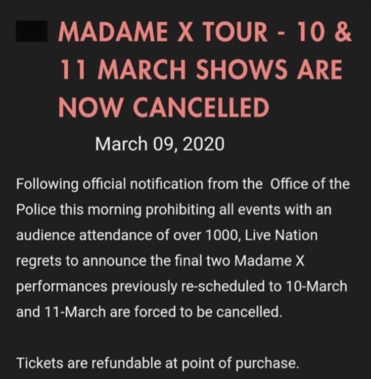 Shows des 10 et 11 annulés Shows des 10 et 11 annulés