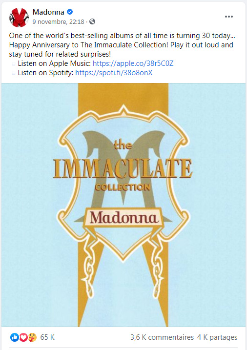 Une vraie célébration pour Immaculate Collection ? Une vraie célébration pour Immaculate Collection ?