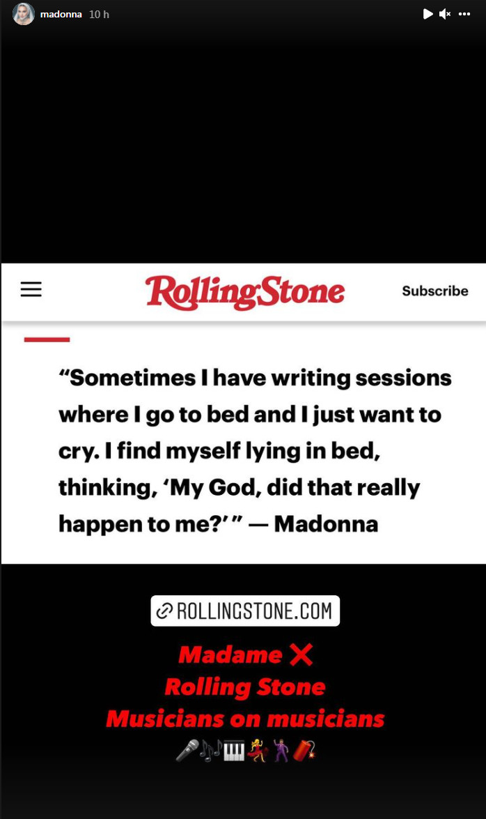 Madonna sur Instagram