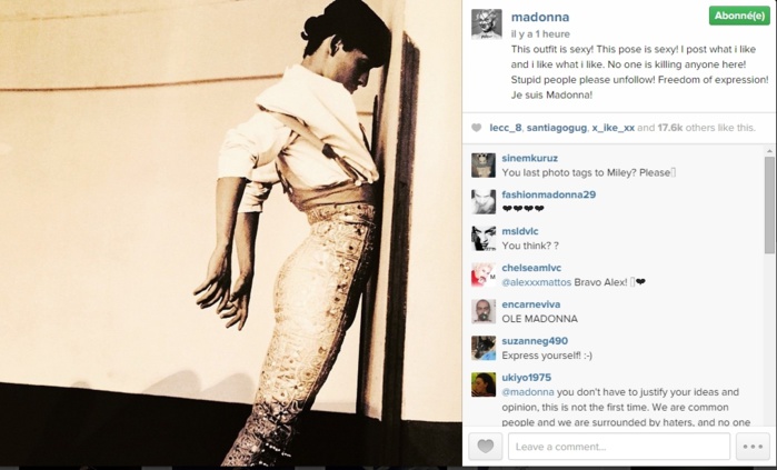 Madonna sur Instagram ce jeudi 29/01