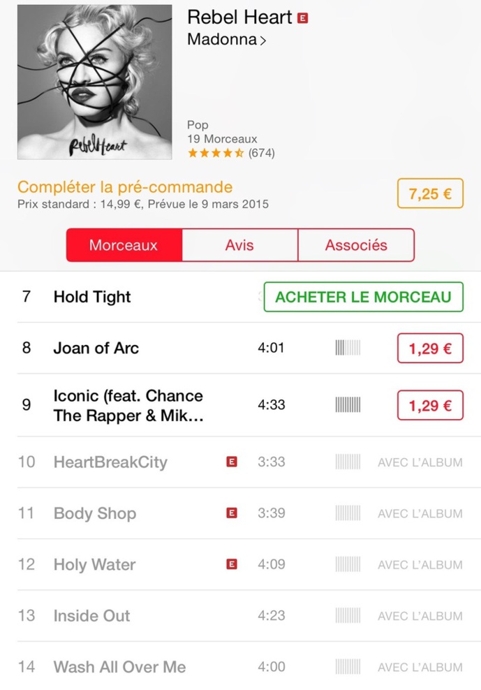 Hold Tight, Joan Of Arc et Iconic sur Itunes France
