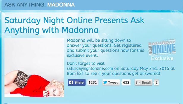 Ask Anything to Madonna le 2 Mai prochain