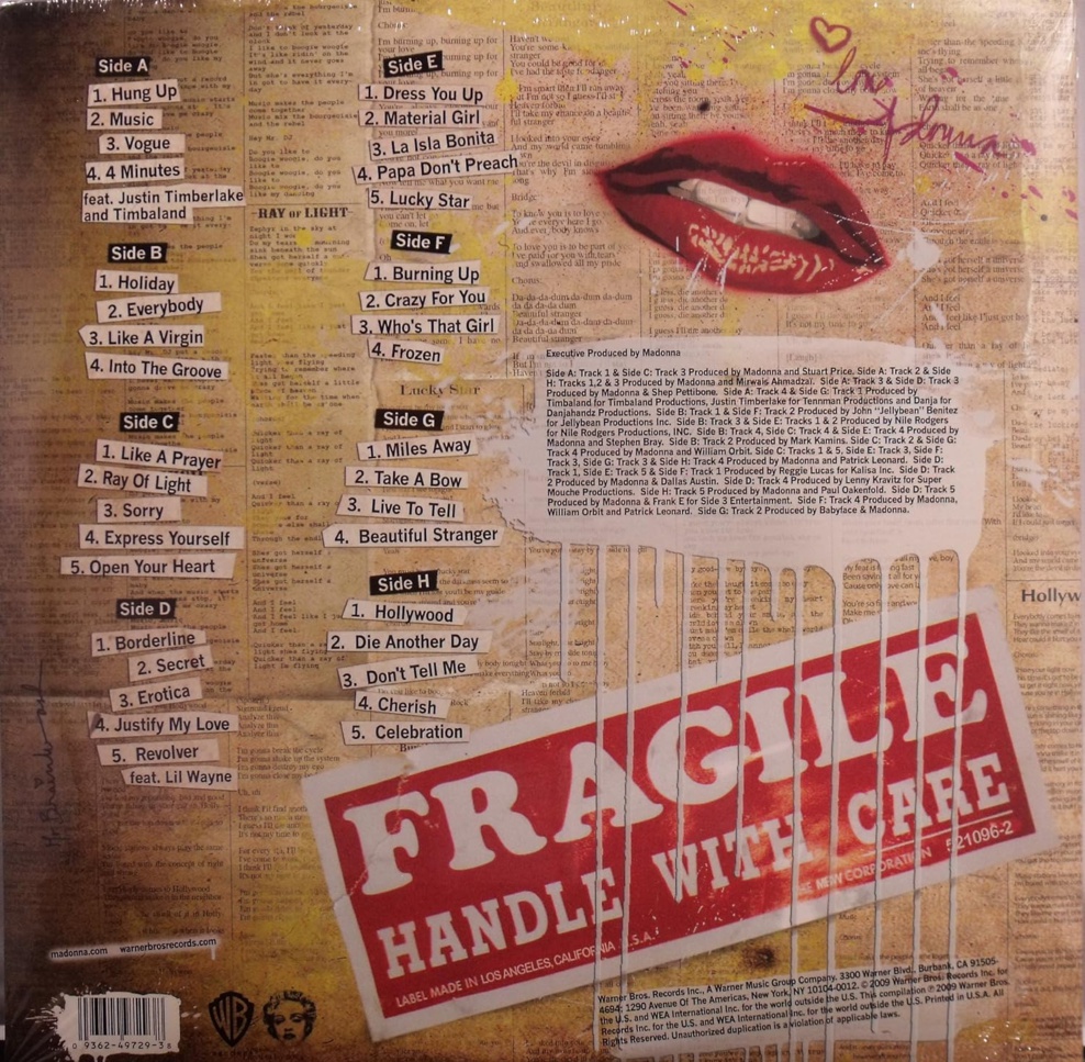 Visuel de l'arrière de la pochette de l'édition 2009 de Celebration Visuel de l'arrière de la pochette de l'édition 2009 de Celebration