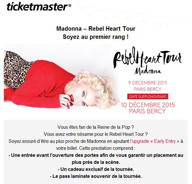 MADONNA : UPGRADE EARLY ENTRY MADONNA : UPGRADE EARLY ENTRY