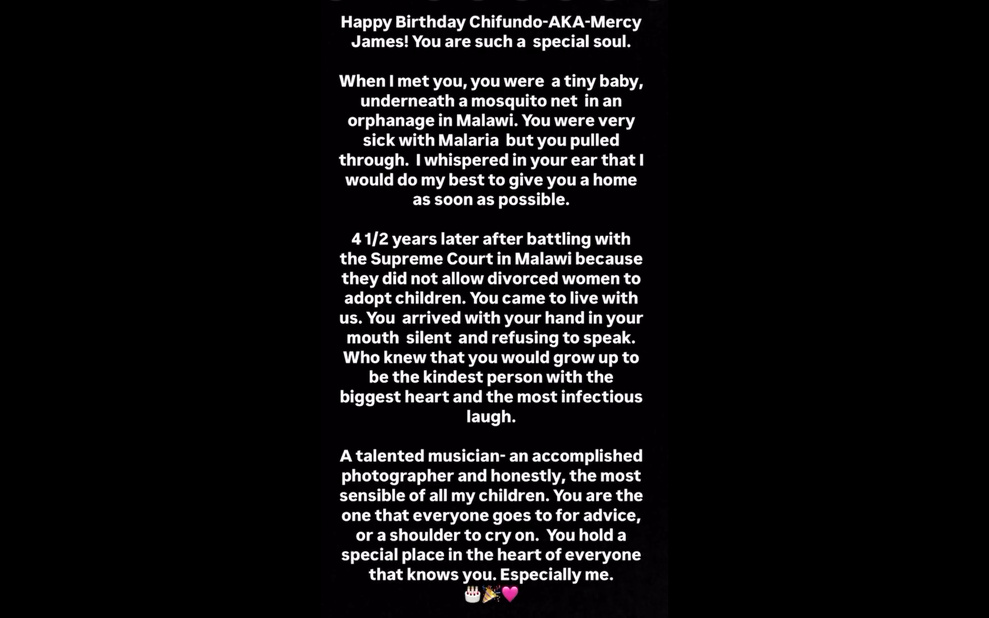 Capture du message de Madonna à l'attention de Mercy - 22 janvier 2025 Capture du message de Madonna à l'attention de Mercy - 22 janvier 2025