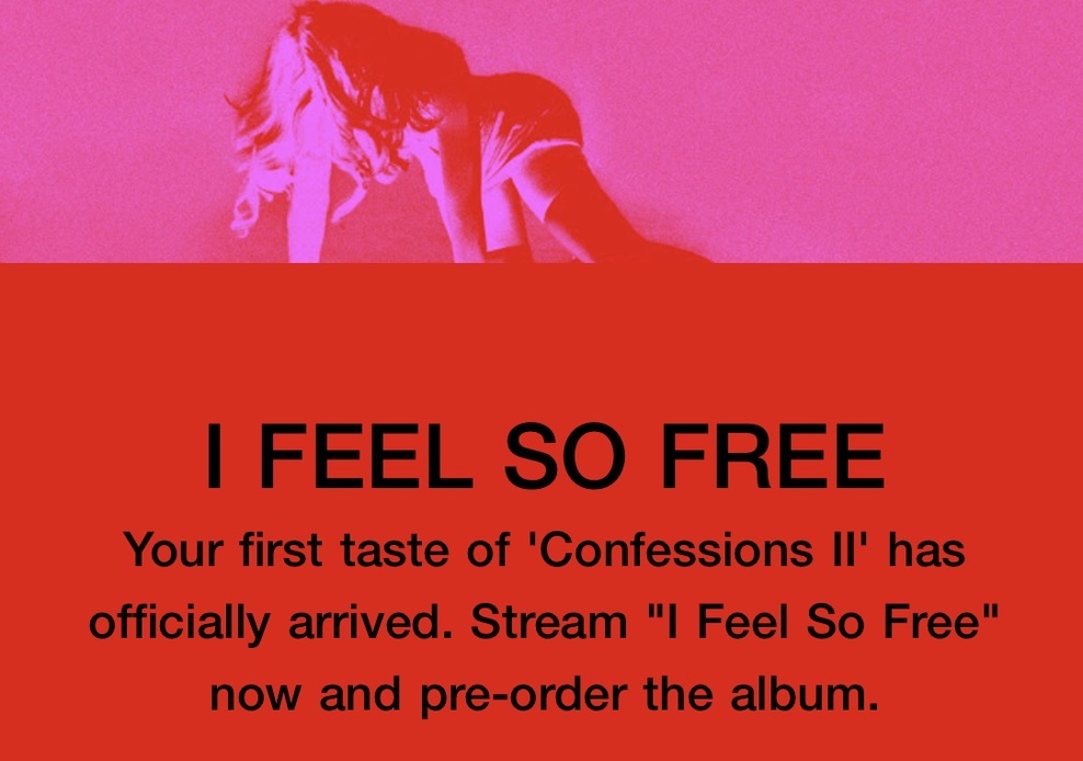 I Feel So Free : Le premier titre extrait de Confessions II, disponible sur les plateformes digitales !
