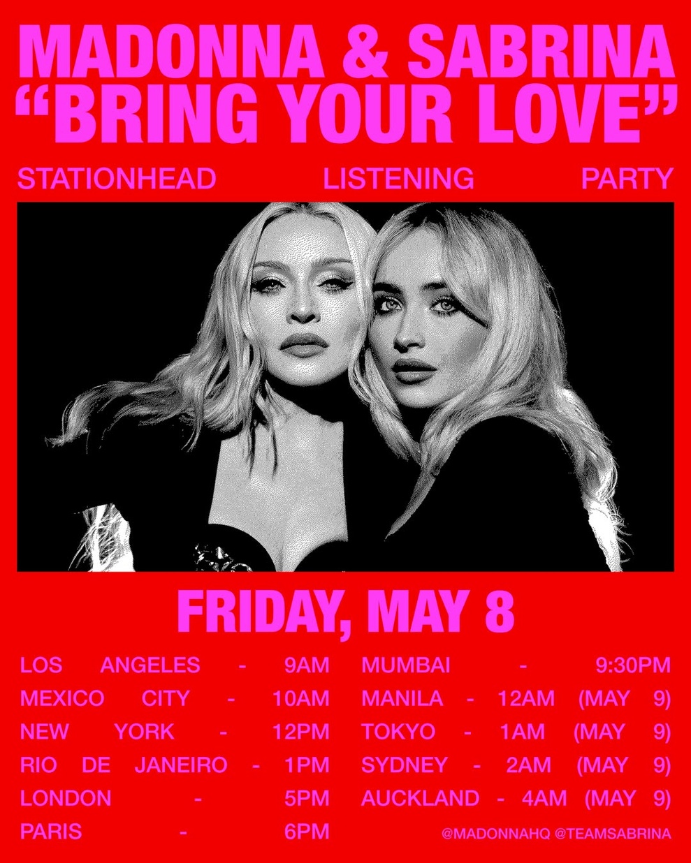 Visuel de l'événement organisé par @madonnahq et @teamsabrina le 8 mai dernier Visuel de l'événement organisé par @madonnahq et @teamsabrina le 8 mai dernier