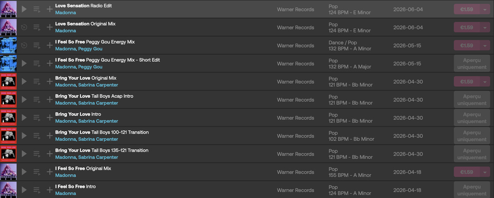 Capture du site de Beatport par NOM, ce jeudi 4 juin