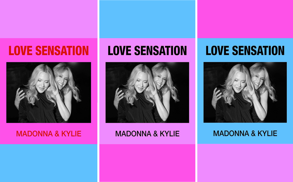 Le visuel des trois pochettes de Love Sensation Afterhours Mix) - Montage par News Of Madonna