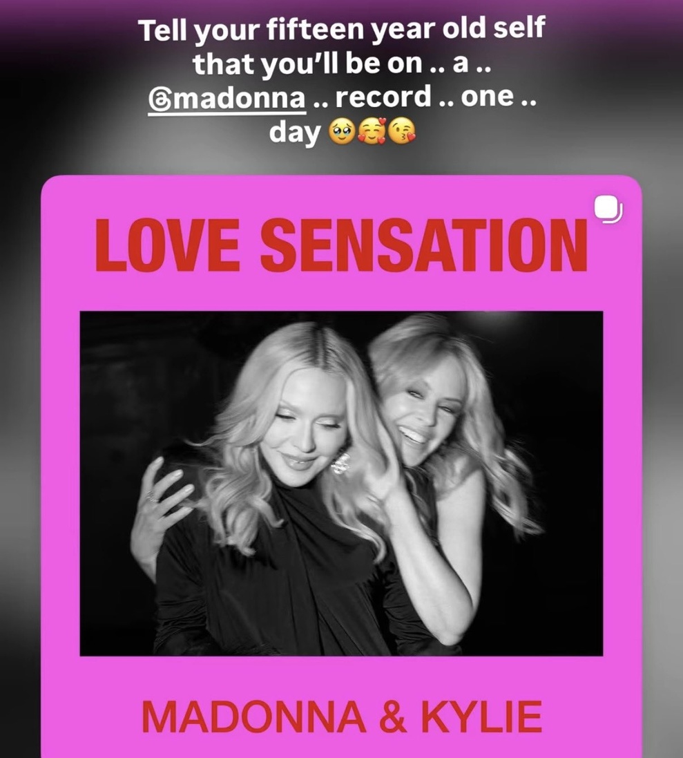 Capture de la story Instagram de Kylie Minogue