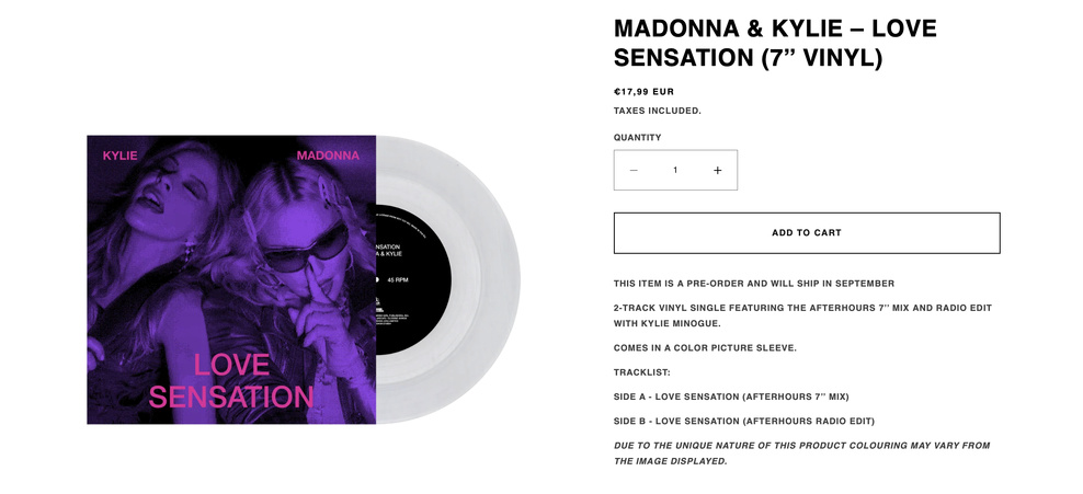 Love Sensation (Afterhours Mix) - Le remix événement avec Madonna et Kylie bientôt en vinyle ! Love Sensation (Afterhours Mix) - Le remix événement avec Madonna et Kylie bientôt en vinyle !
