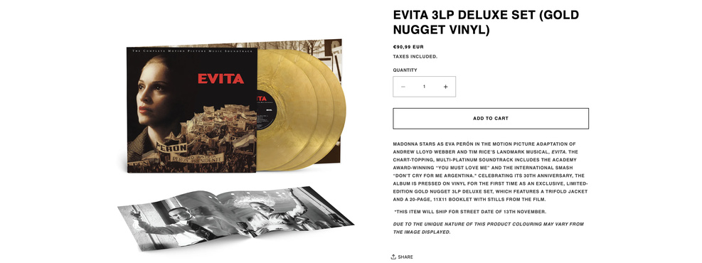 Les trois rééditions de la bande originale du film "Evita" - News Of Madonna