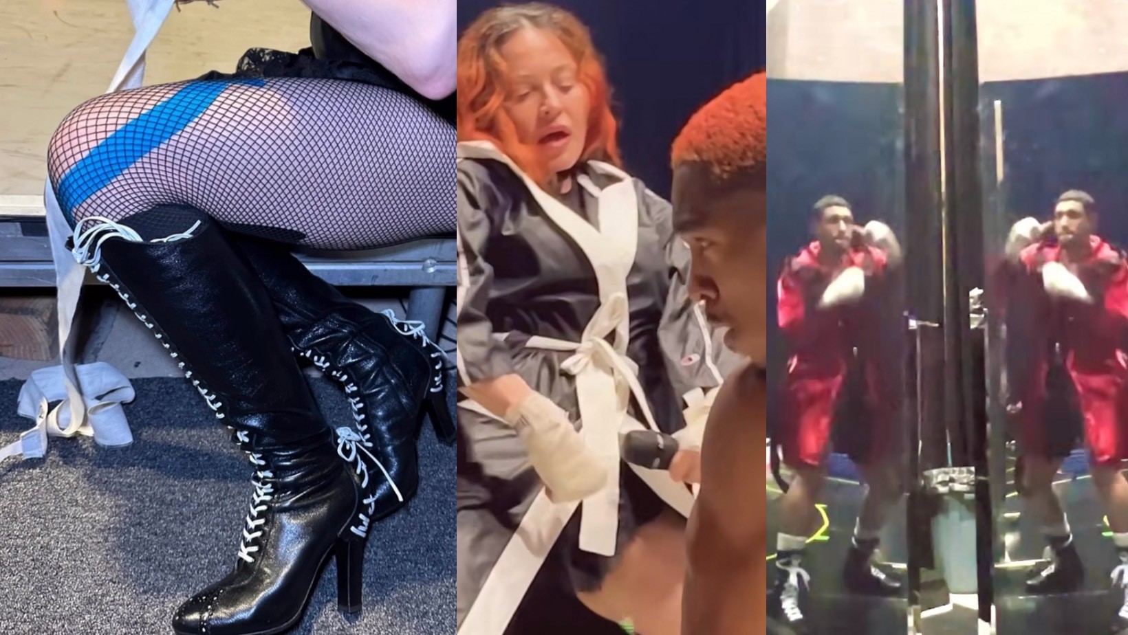 De gauche à droite : les bottes ; le peignoir de boxe ; Josh Popper De gauche à droite : les bottes ; le peignoir de boxe ; Josh Popper