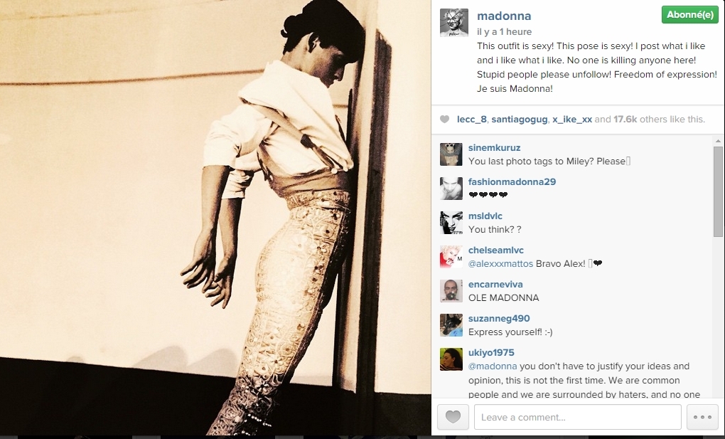 Madonna sur Instagram ce jeudi 29/01 Madonna sur Instagram ce jeudi 29/01