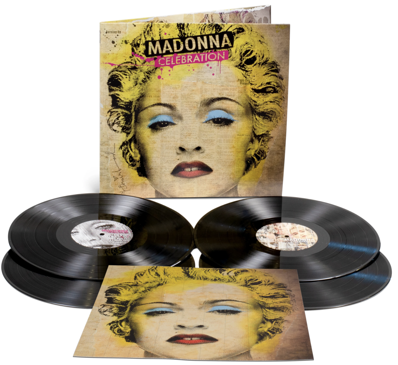 Visuel de la réédition, avec ce qui semble être la lithographie, en bas de l'image - store UK de Madonna