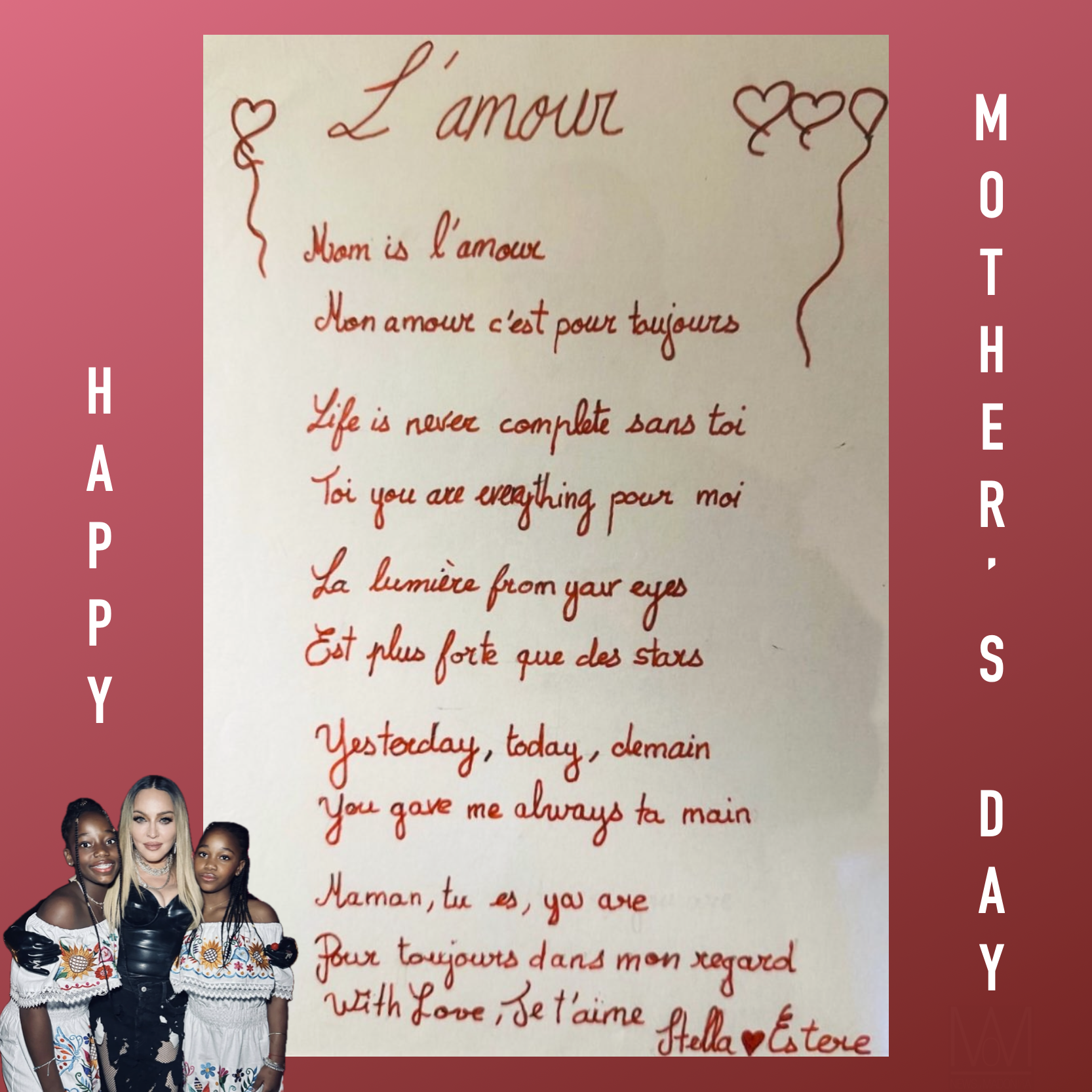 Mother's Day : Un poème de Stella et Estere à l'attention de leur mère Mother's Day : Un poème de Stella et Estere à l'attention de leur mère