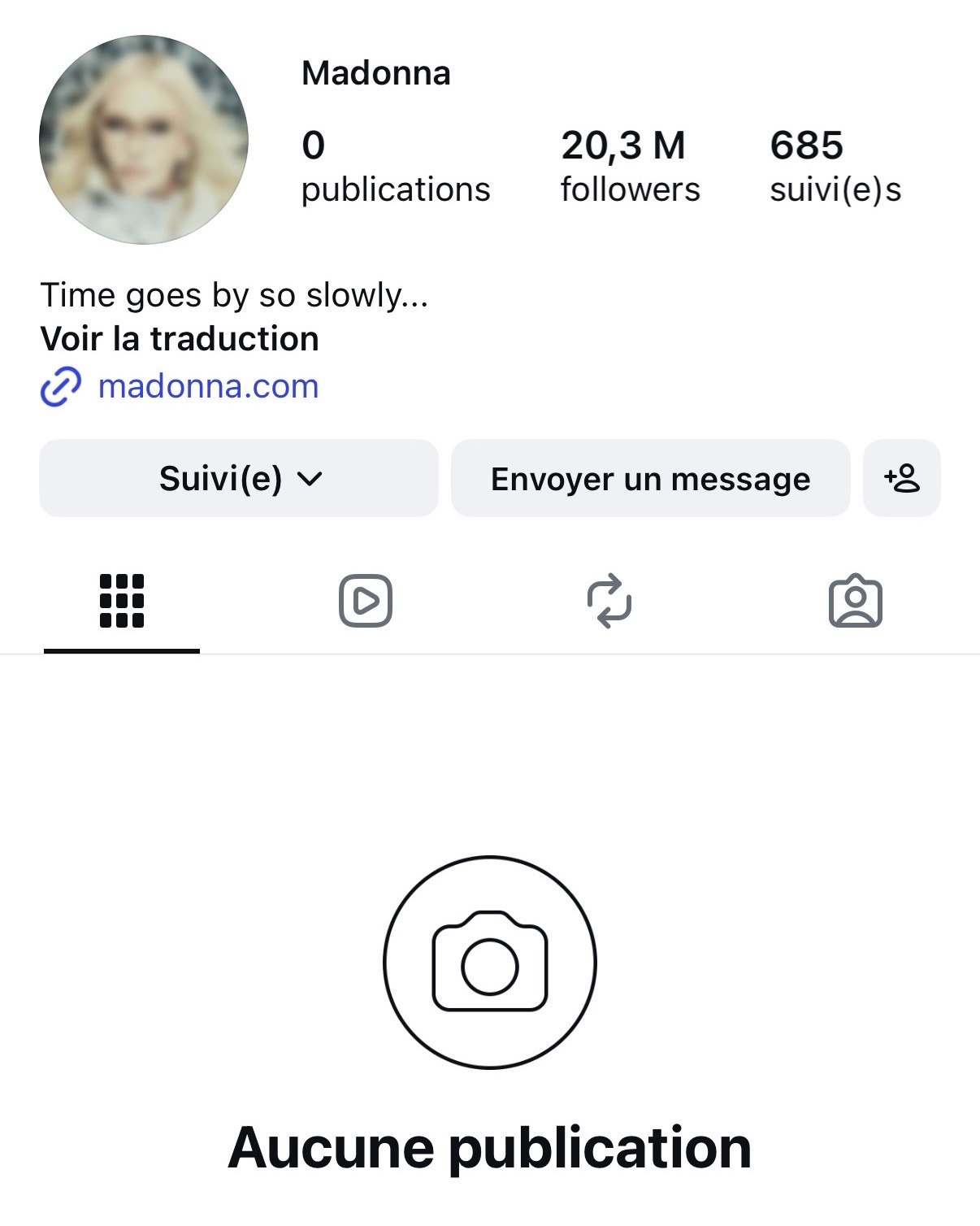 La page Instagram de Madonna vidée