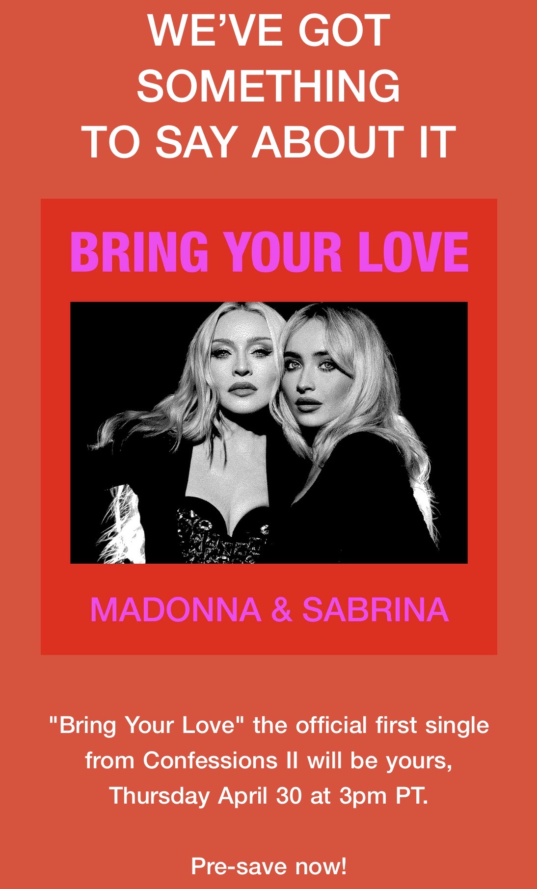 Bring Your Love - le duo avec Sabrina Carpenter paraîtra vendredi !