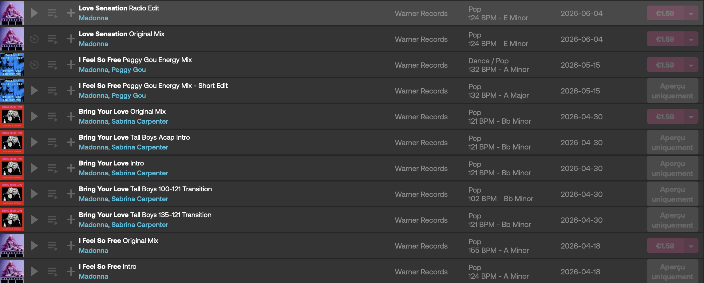Capture du site de Beatport par NOM, ce jeudi 4 juin