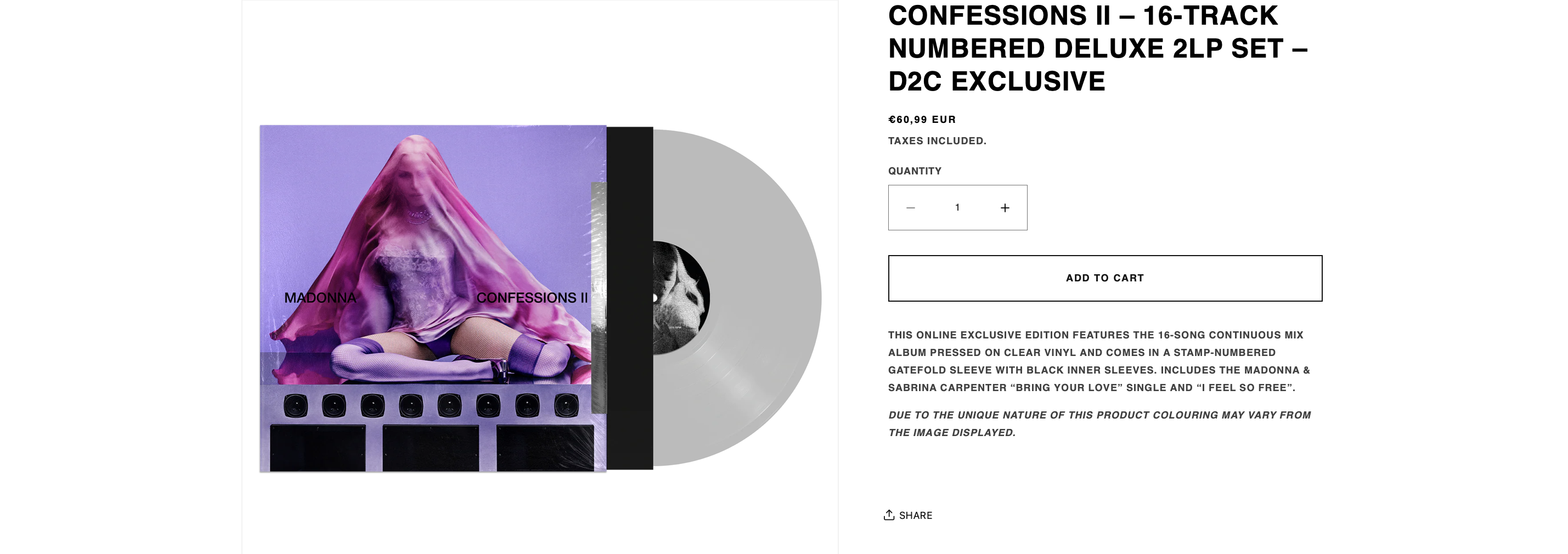 Le Picture Disc exclusif D2C et le double vinyle numéroté sont à nouveau en stock sur le store EU (quantités limitées)