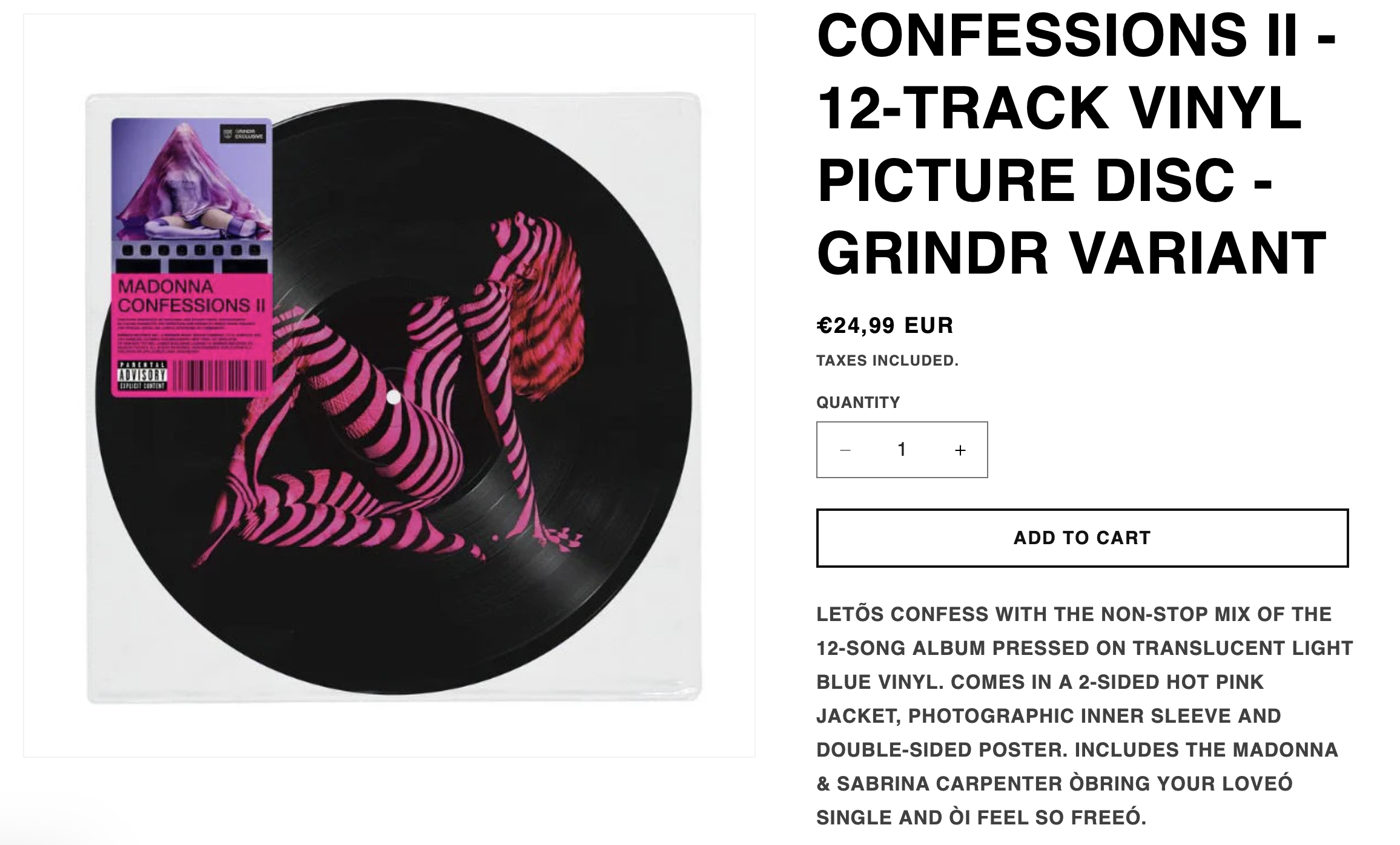 L'édition double vinyle numéroté D2C en stock sur le store EU - Nouveau stock de merch à venir - L'édition Grindr disponible sur le store EU