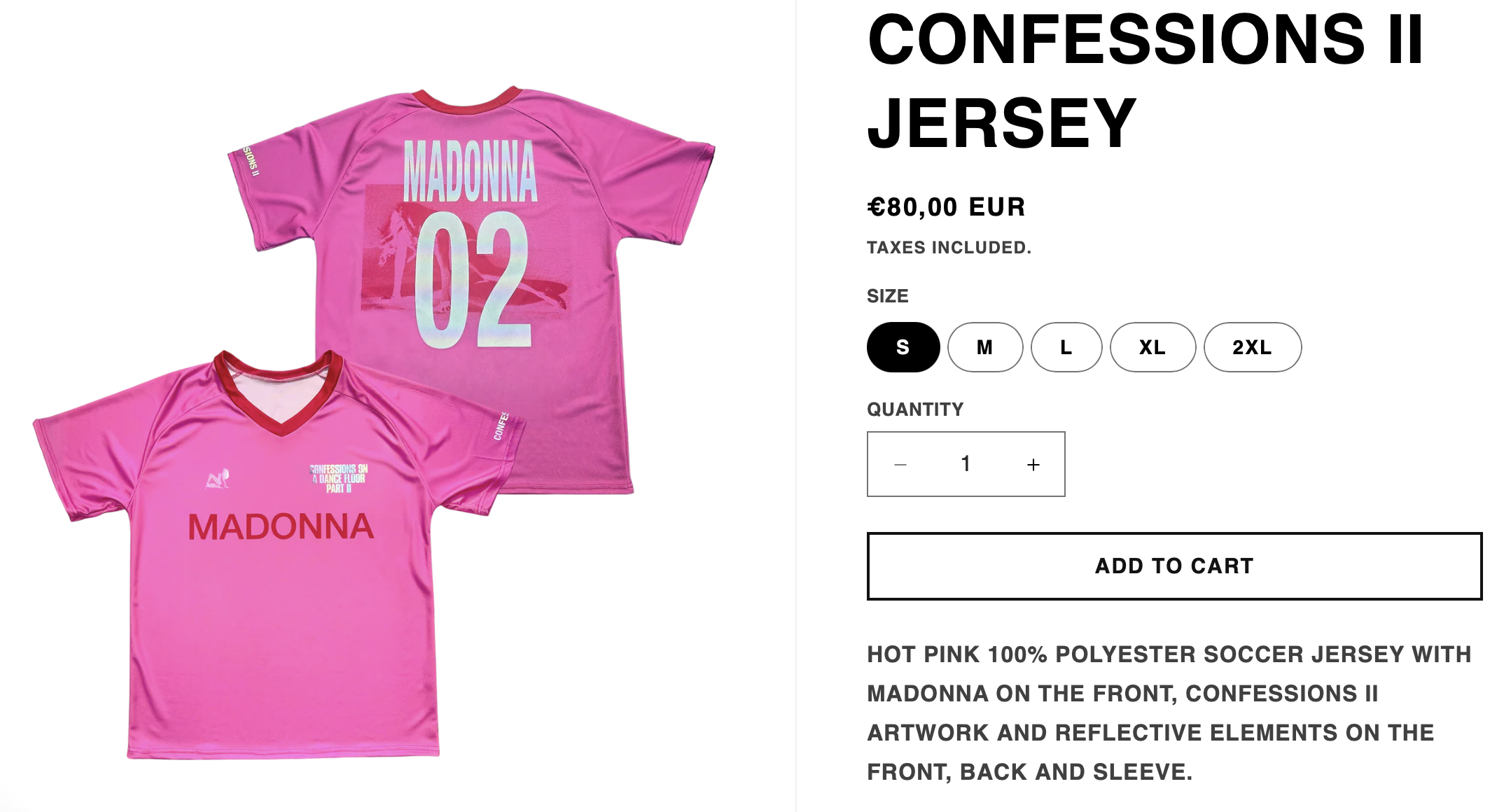 Confessions II : Un maillot de foot rose vif fait son apparition sur le store de Madonna ! Disponible dès maintenant !