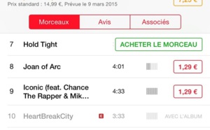 Hold Tight, Joan Of Arc et Iconic sur Itunes France