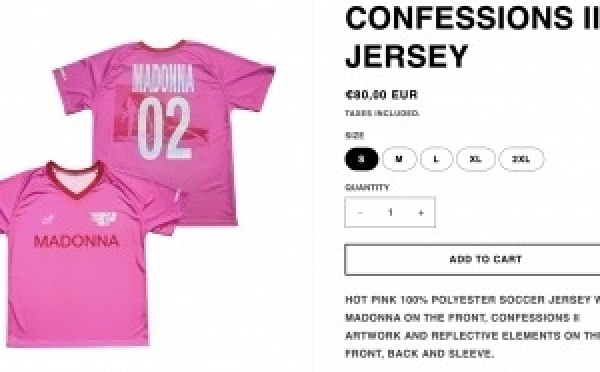 Confessions II : Un maillot de foot rose vif fait son apparition sur le store de Madonna ! Disponible dès maintenant !