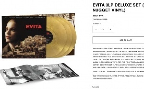 Les rééditions de la bande originale du film "Evita"- maintenant disponibles sur les stores de Madonna !